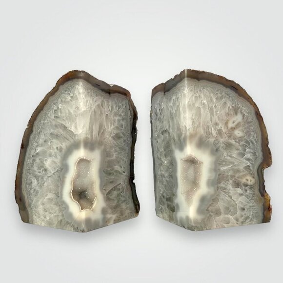 Agate Crystal bookends with Geode Center, Natural stone, Bookshelf Decor, Unique - Picture 12 of 16